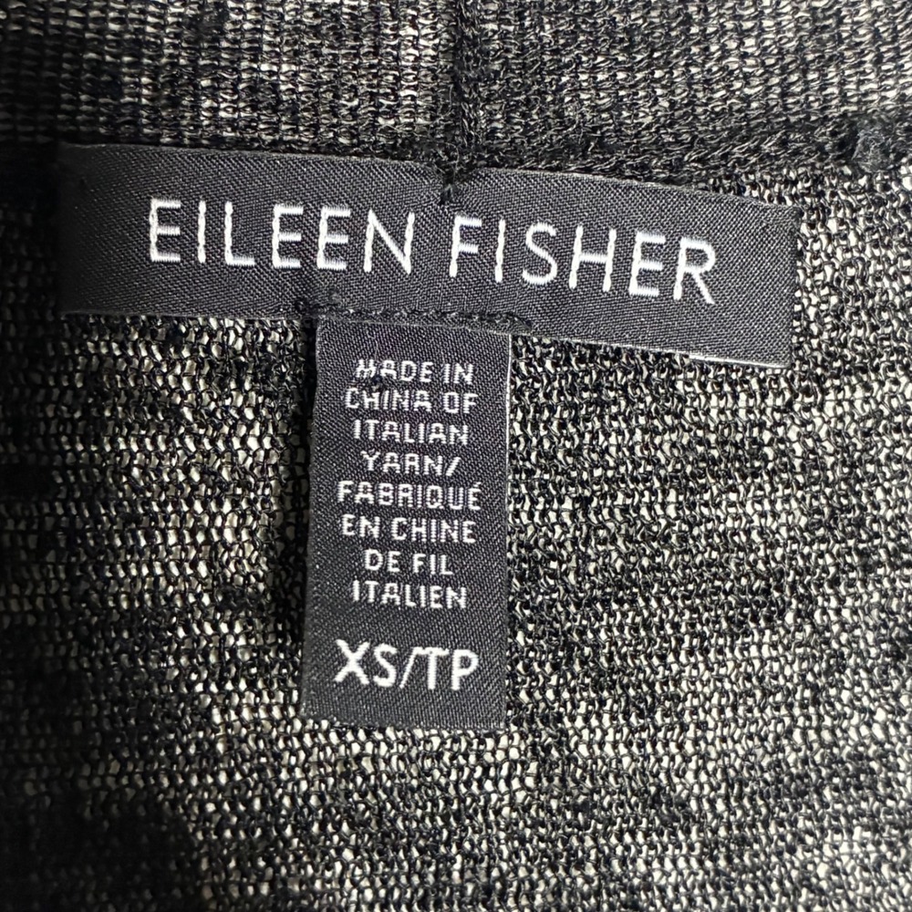 Eileen Fisher Woman XS Black Knit Cardigan Duster Open Front Lagenlook Hemp - Picture 7 of 8